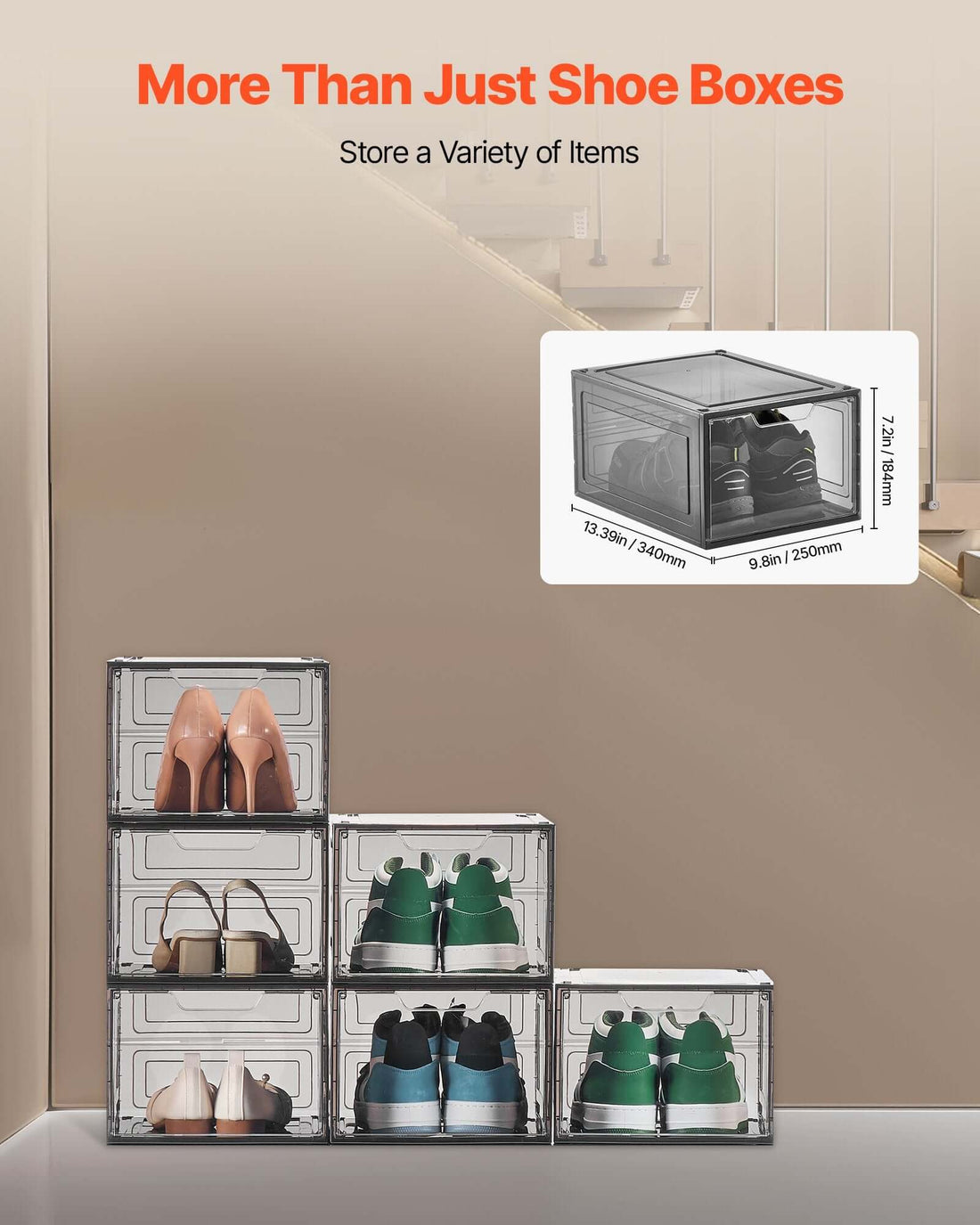Clear Stackable Shoe Storage Boxes (6-Pack)