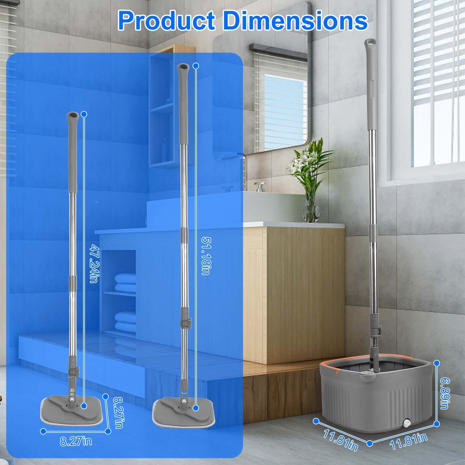 Spin Mop &amp; Bucket System with Microfiber Pads