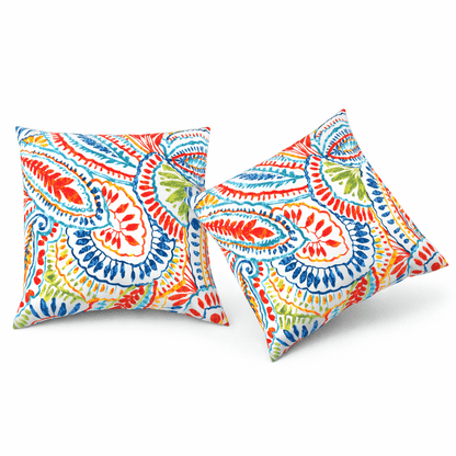 Waterproof Outdoor Throw Pillows – Paisley Multi (2-Pack)