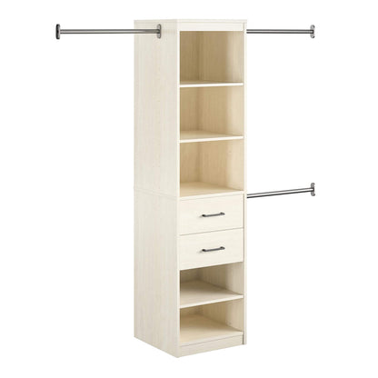 5-Shelf 2-Drawer Closet Organizer with Hanging Rods