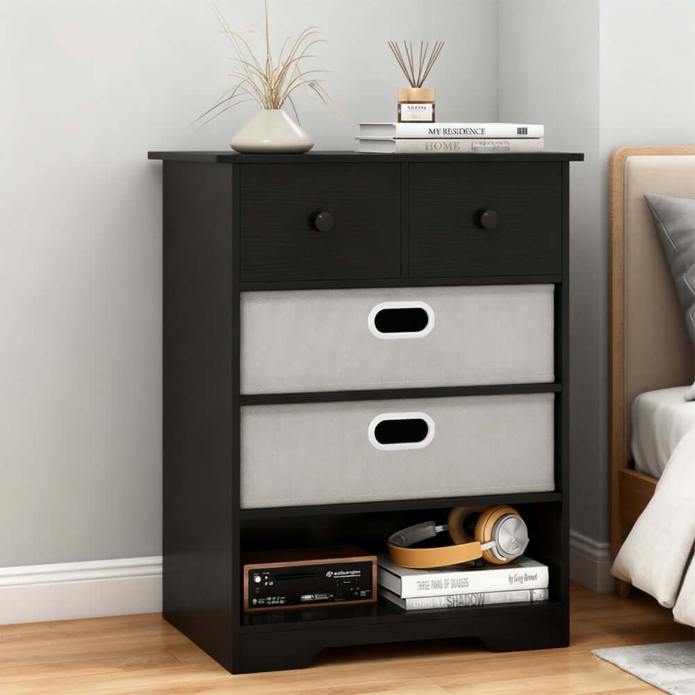 4-Drawer Dresser with Open Shelves