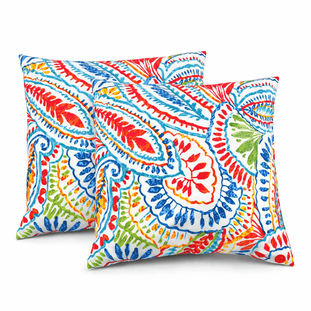 Waterproof Outdoor Throw Pillows – Paisley Multi (2-Pack)