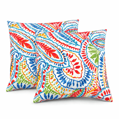Waterproof Outdoor Throw Pillows – Paisley Multi (2-Pack)