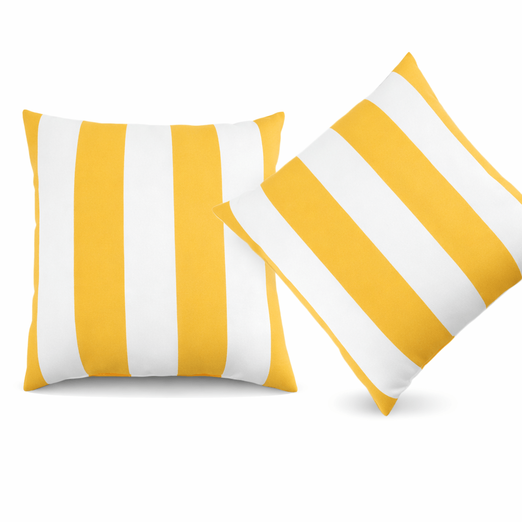 Waterproof Outdoor Throw Pillows – Yellow White (2-Pack)