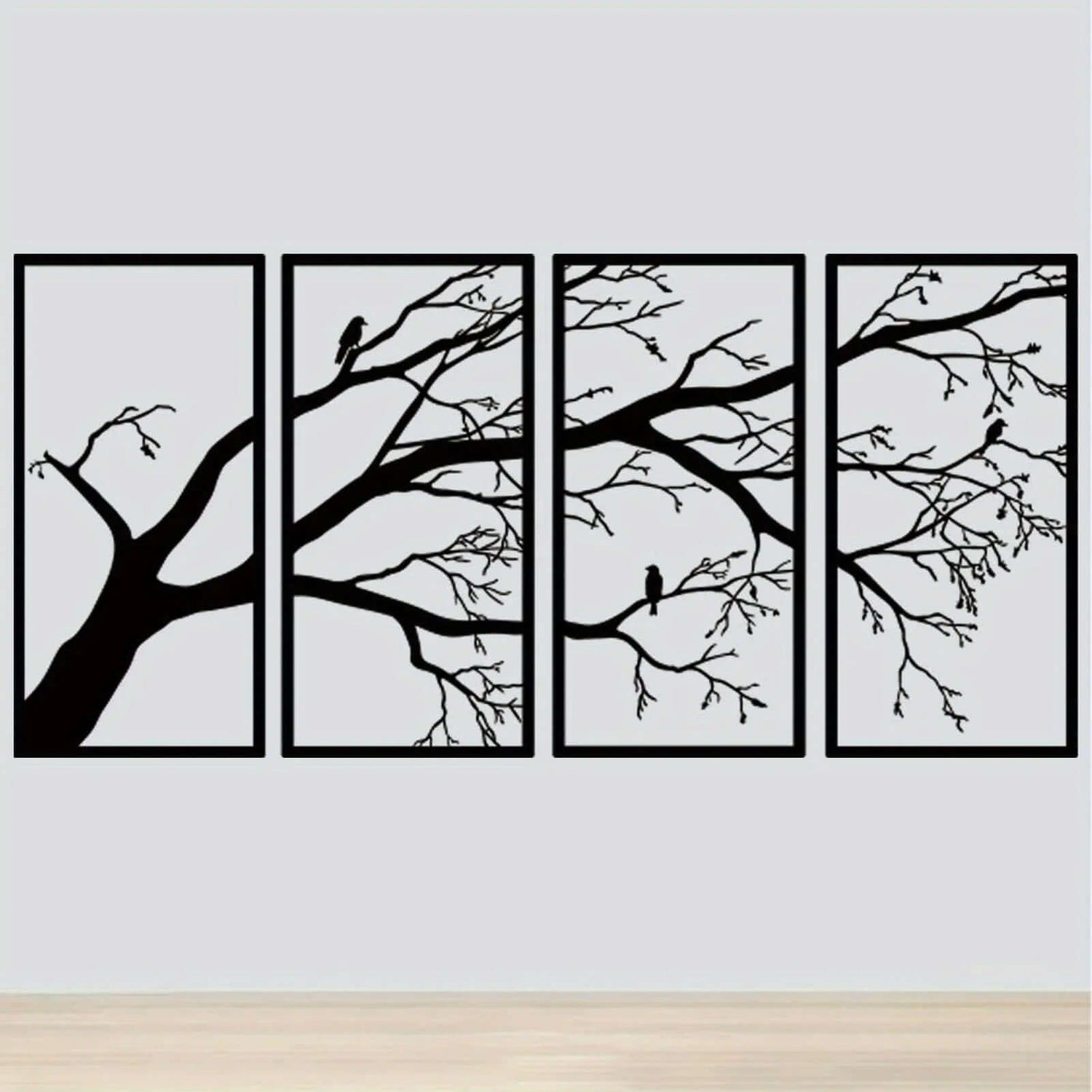 Black Tree of Life Metal Wall Art Set of 4