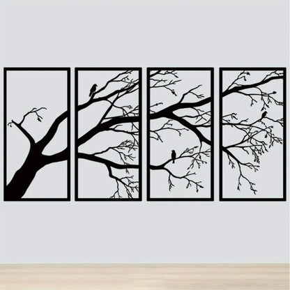 Black Tree of Life Metal Wall Art Set of 4
