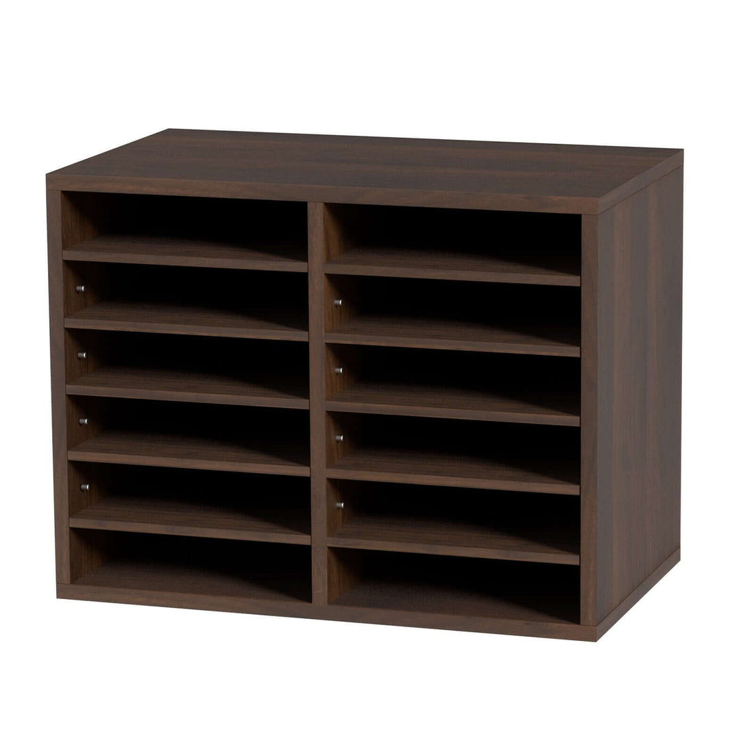 12-Compartment Wood Office Mailbox Organizer – Brown