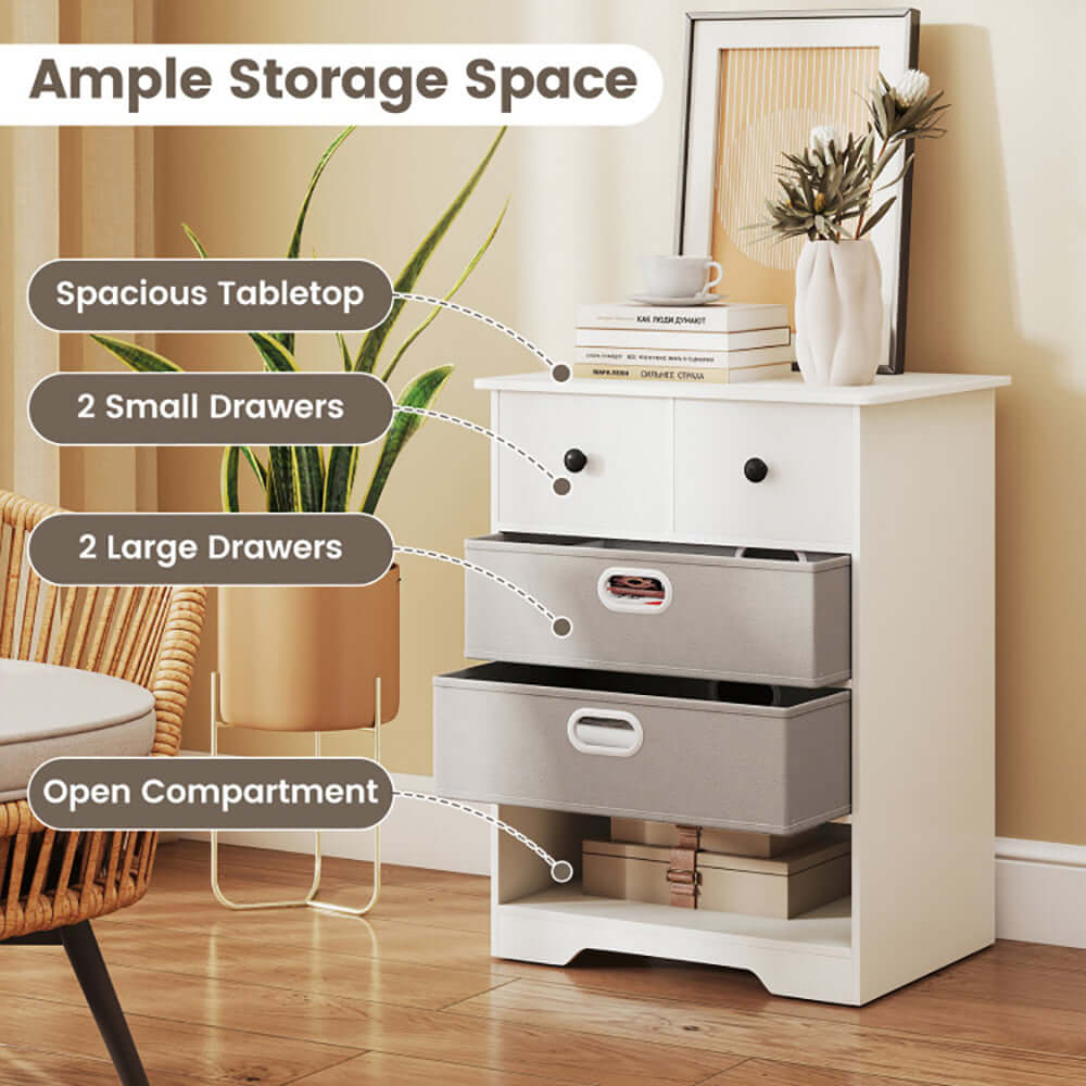 4-Drawer Dresser with Open Shelves