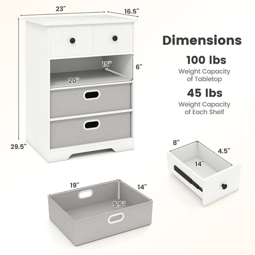 4-Drawer Dresser with Open Shelves