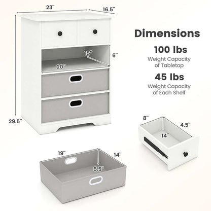 4-Drawer Dresser with Open Shelves