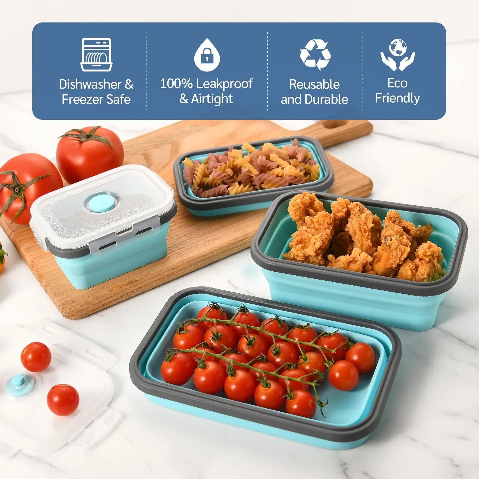 Collapsible Silicone Food Storage Bowls