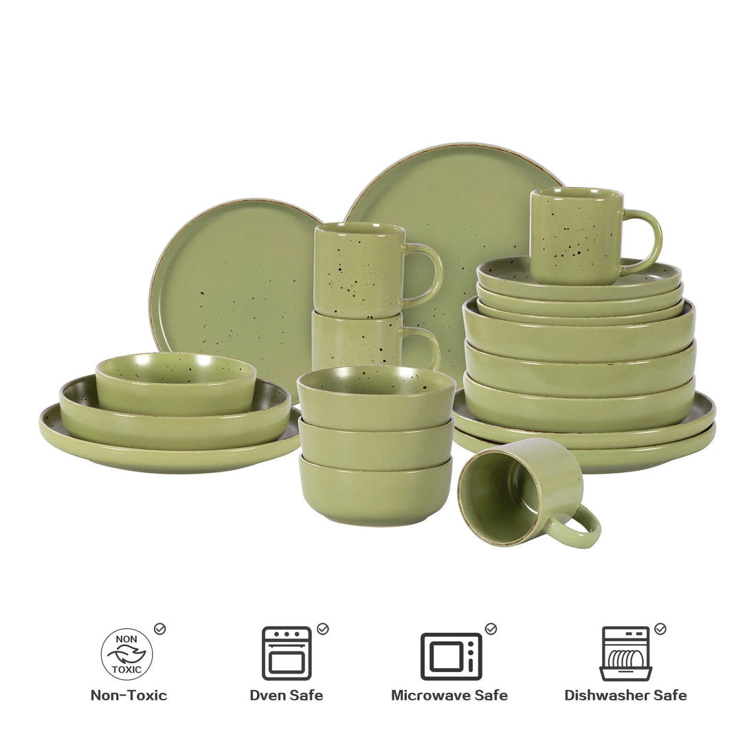 20-Piece Nordic Speckled Green Dinnerware Set