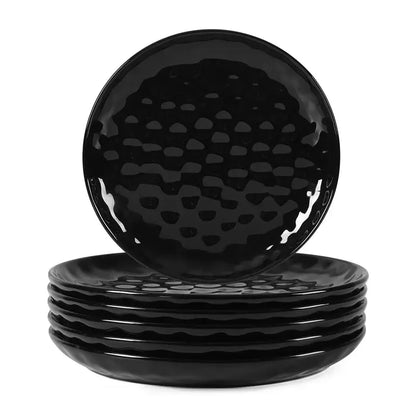 Black Hammered Ceramic Plate 6-Piece Set