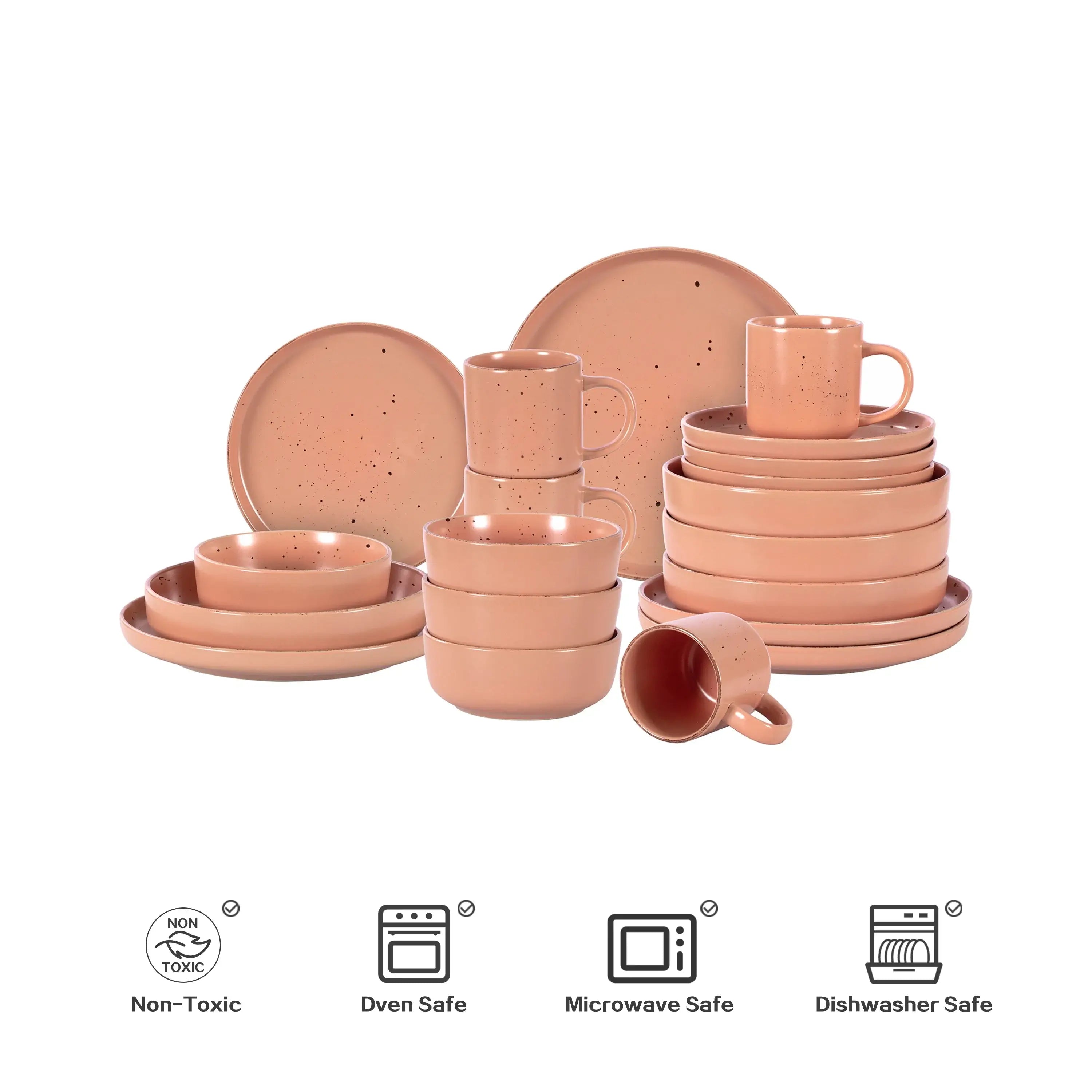 20-Piece Nordic Speckled Rose Dinnerware Set