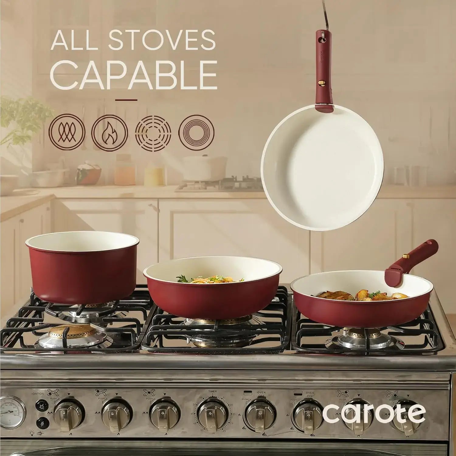 19-Piece Nonstick Detachable Handle Cookware Set