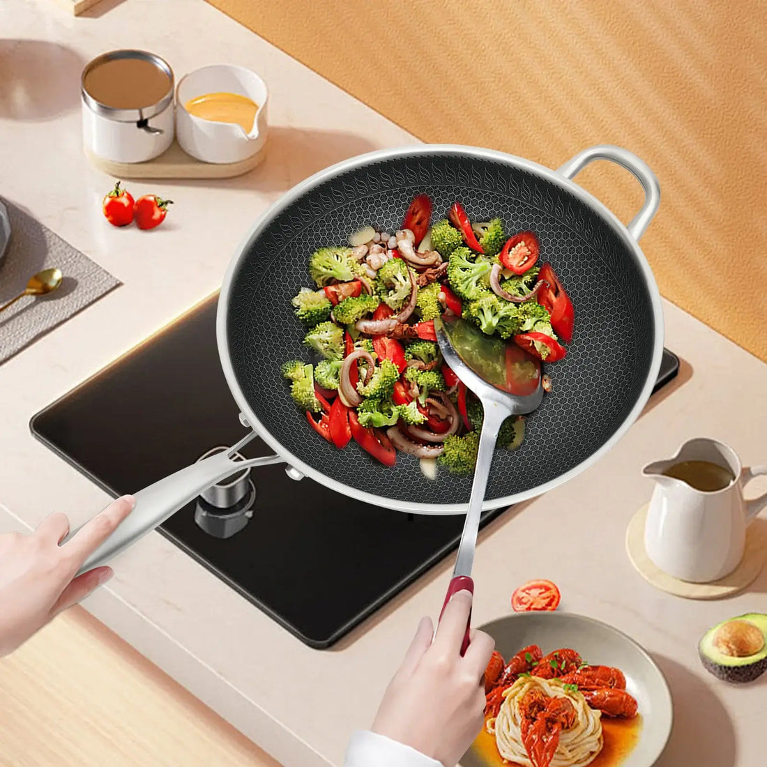 34cm Stainless Steel Nonstick Frying Pan