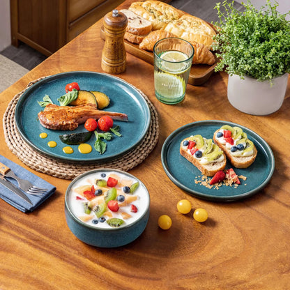 Blue Reactive Glaze Ceramic Dinnerware Set