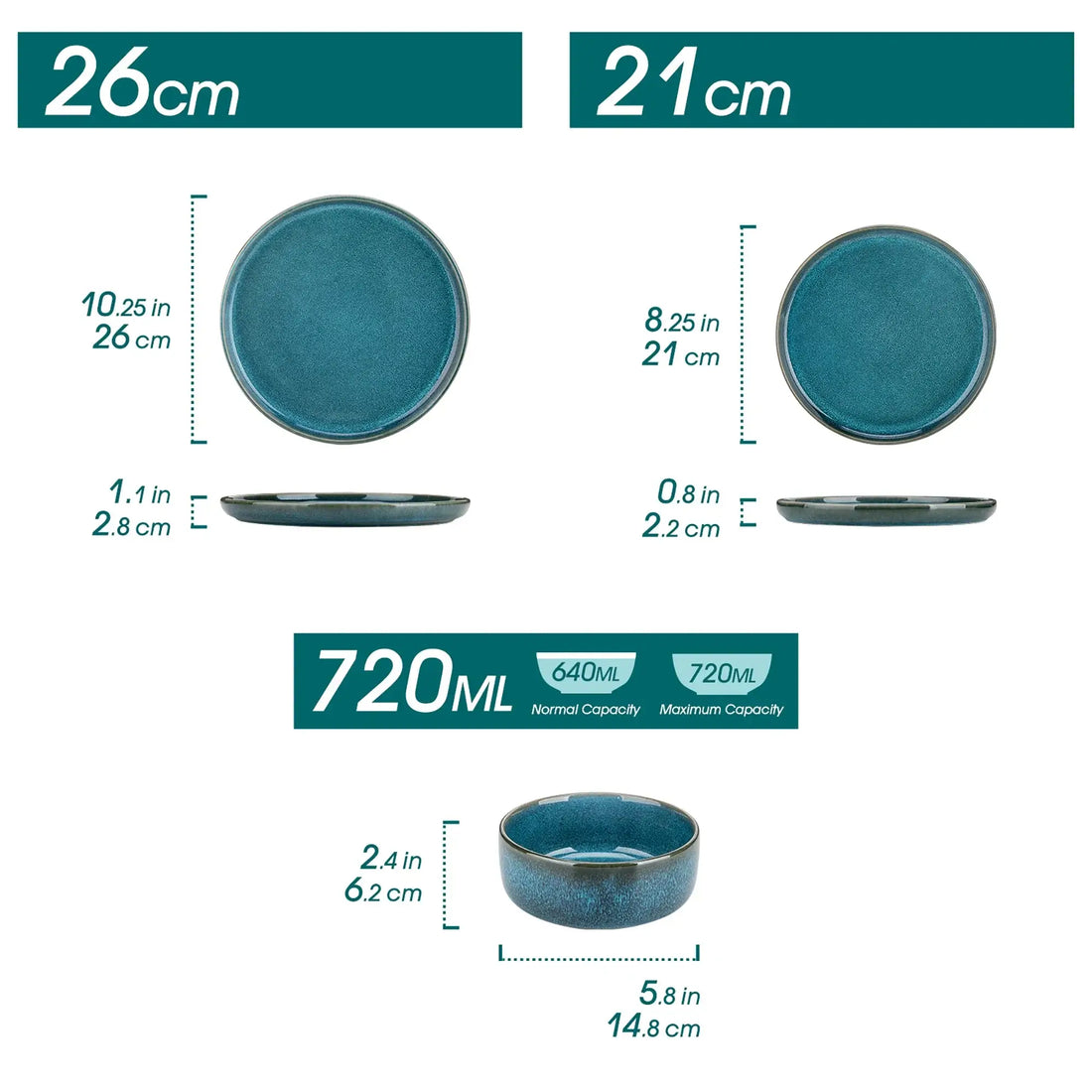 Blue Reactive Glaze Ceramic Dinnerware Set