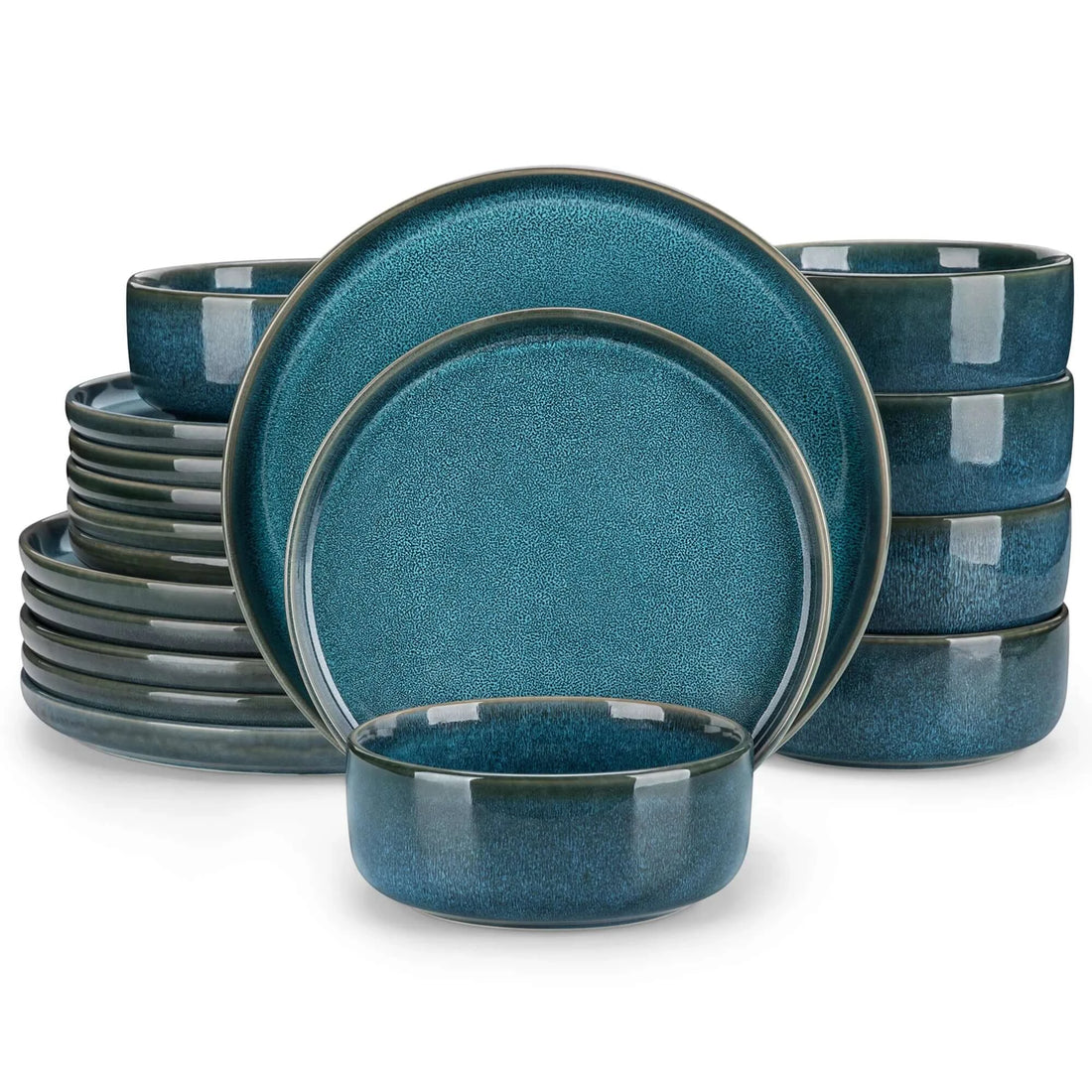 Blue Reactive Glaze Ceramic Dinnerware Set