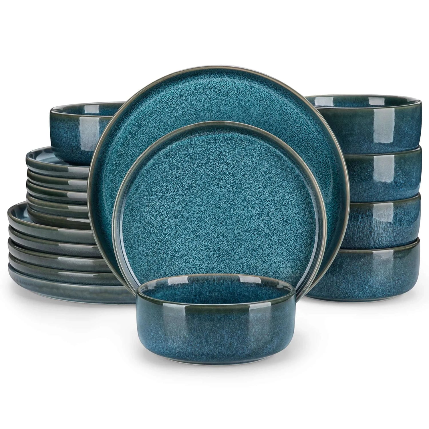Blue Reactive Glaze Ceramic Dinnerware Set
