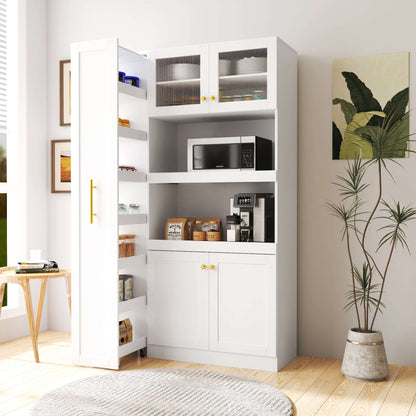 Farmhouse Kitchen Pantry Cabinet with Pull-Out Shelf