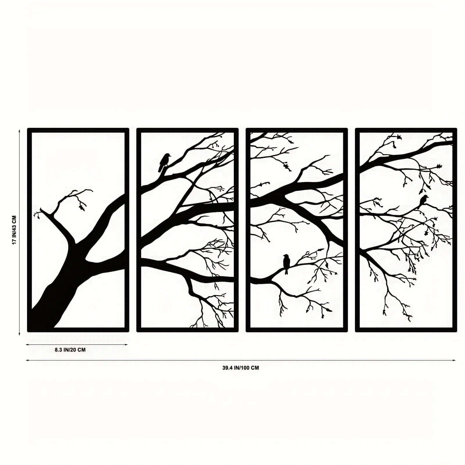 Black Tree of Life Metal Wall Art Set of 4