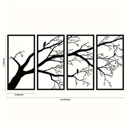 Black Tree of Life Metal Wall Art Set of 4