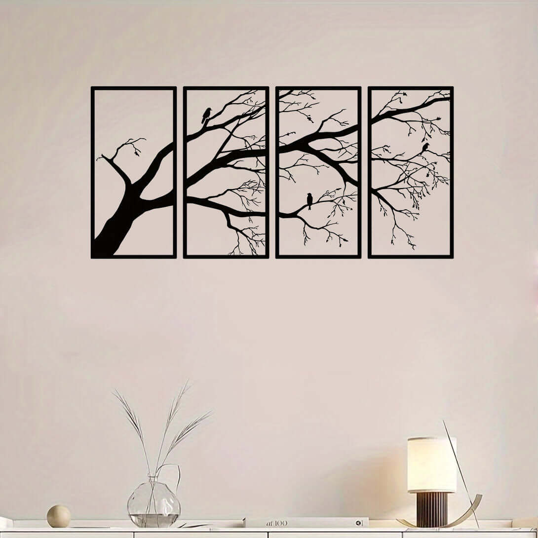 Black Tree of Life Metal Wall Art Set of 4