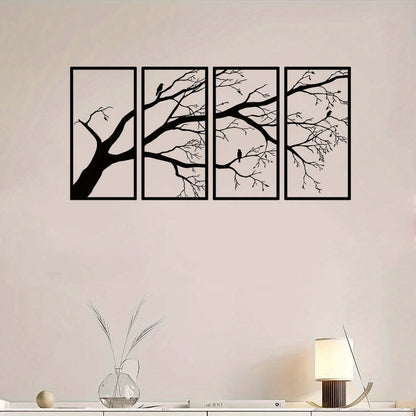 Black Tree of Life Metal Wall Art Set of 4