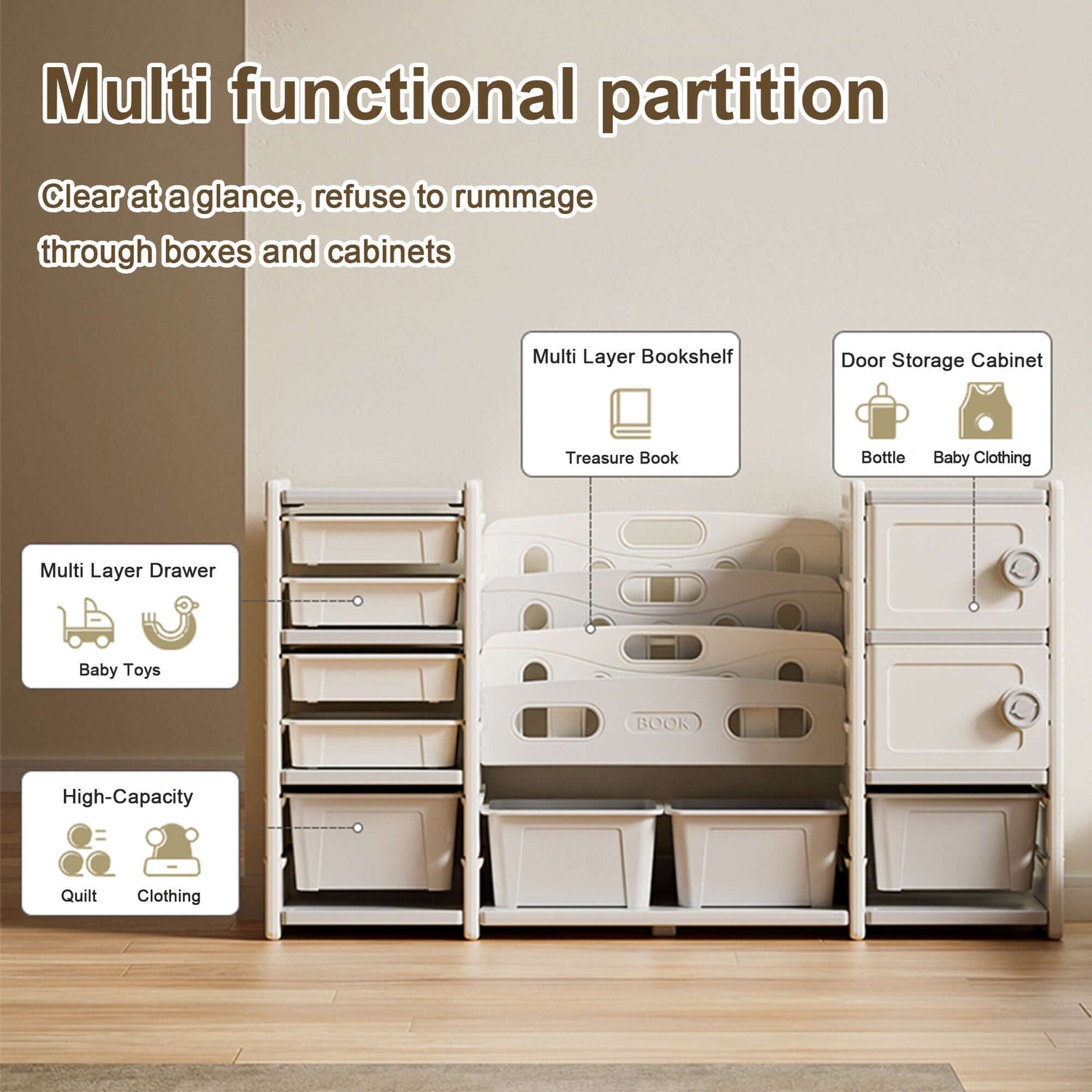 4-Tier Kids Toy Storage Organizer with Bins