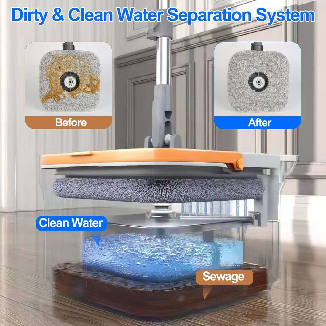 Spin Mop &amp; Bucket System with Microfiber Pads