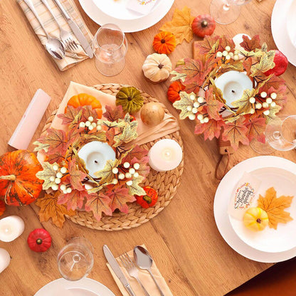 Fall Candle Rings Wreath Garland (2-Pack)