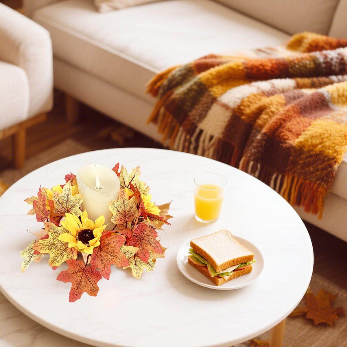Fall Candle Rings Wreath Garland (2-Pack)