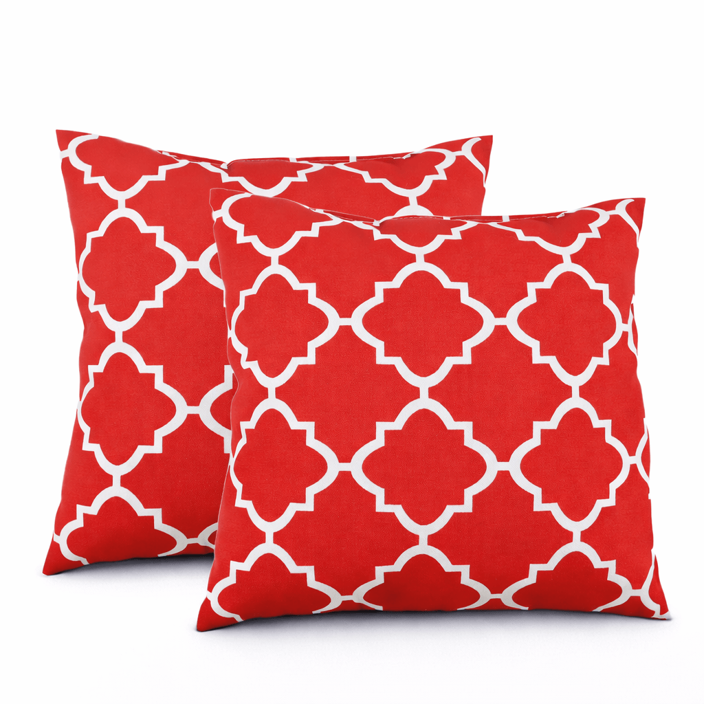 Waterproof Outdoor Throw Pillows – Plaid Red (2-Pack)