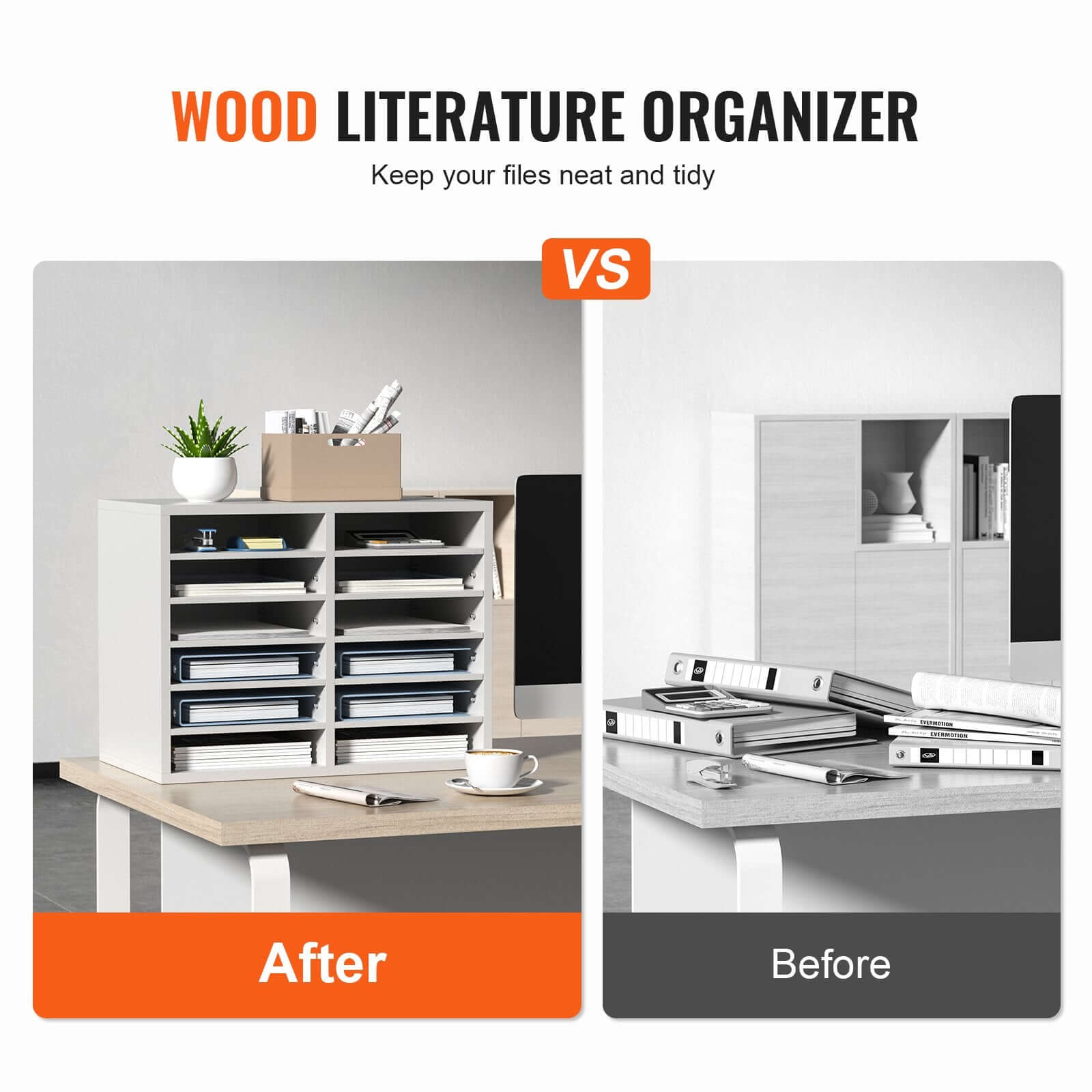 12-Compartment Wood Office Mailbox Organizer