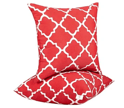Waterproof Outdoor Throw Pillows – Plaid Red (2-Pack)