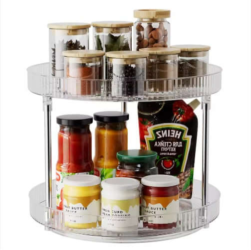 Double-Layer Turntable Spice Rack Organizer