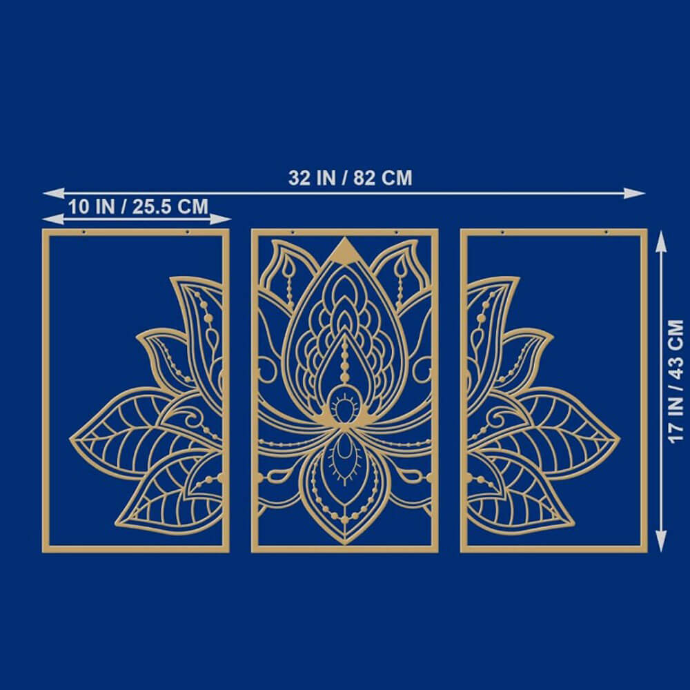 Golden Lotus Mandala Metal Wall Art