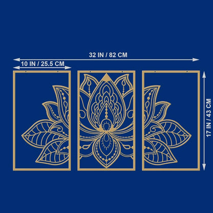 Golden Lotus Mandala Metal Wall Art