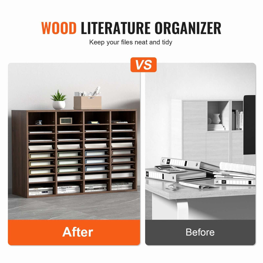 36-Compartment Wood Office Mailbox Organizer