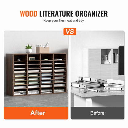 36-Compartment Wood Office Mailbox Organizer