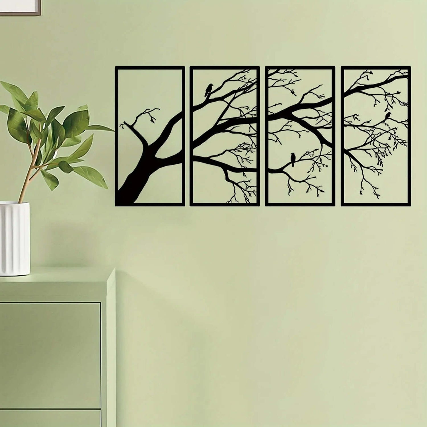 Black Tree of Life Metal Wall Art Set of 4