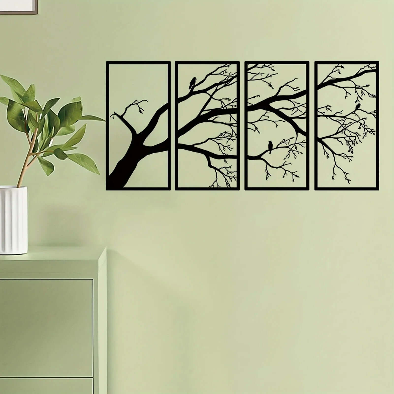 Black Tree of Life Metal Wall Art Set of 4