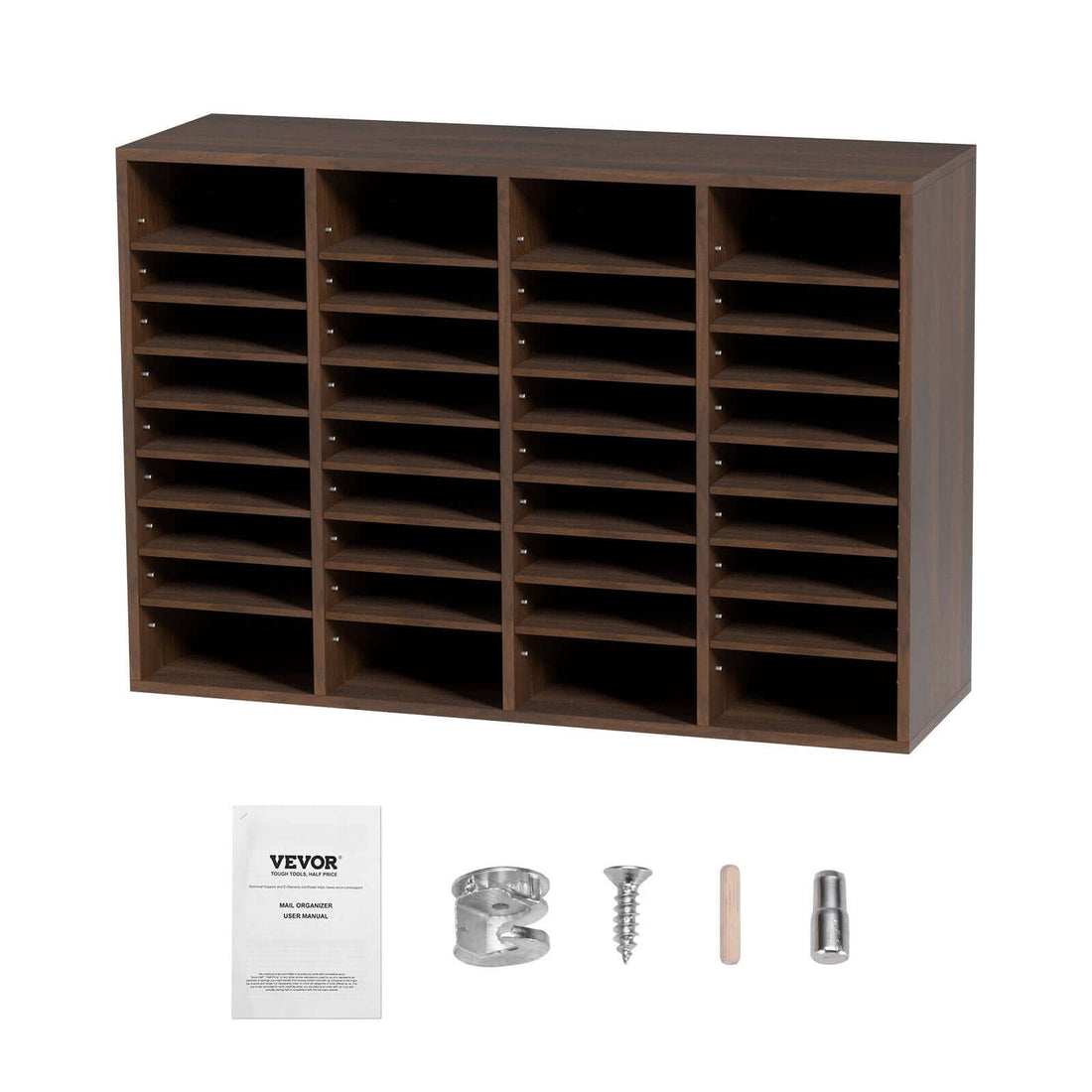36-Compartment Wood Office Mailbox Organizer