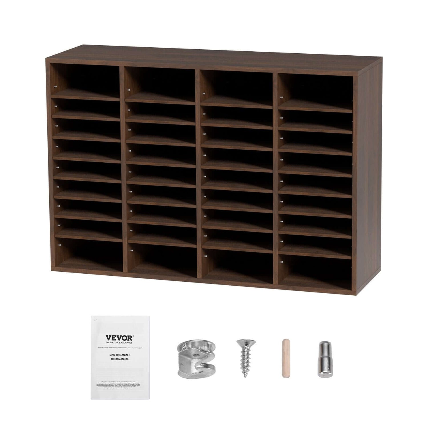 36-Compartment Wood Office Mailbox Organizer