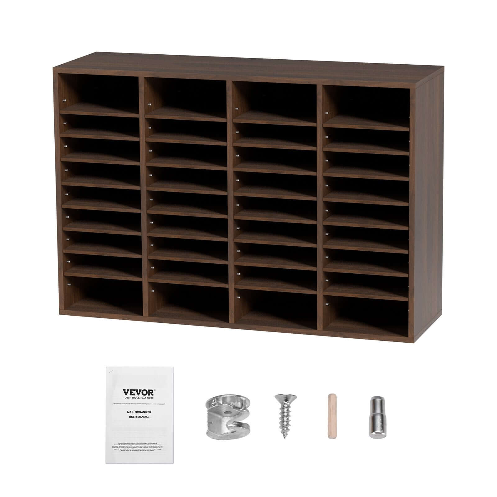 36-Compartment Wood Office Mailbox Organizer