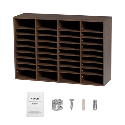 36-Compartment Wood Office Mailbox Organizer