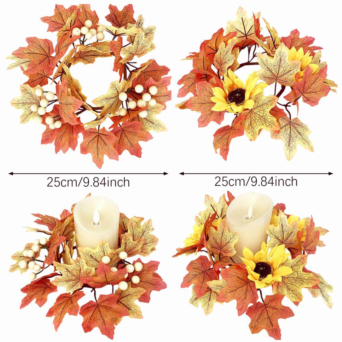 Fall Candle Rings Wreath Garland (2-Pack)