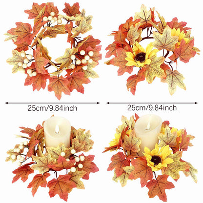 Fall Candle Rings Wreath Garland (2-Pack)