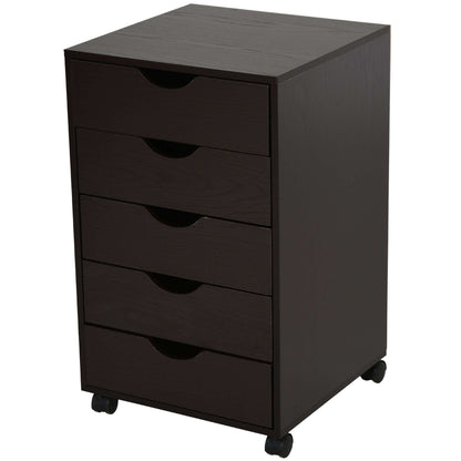 5-Drawer File Cabinet with Wheels – Brown